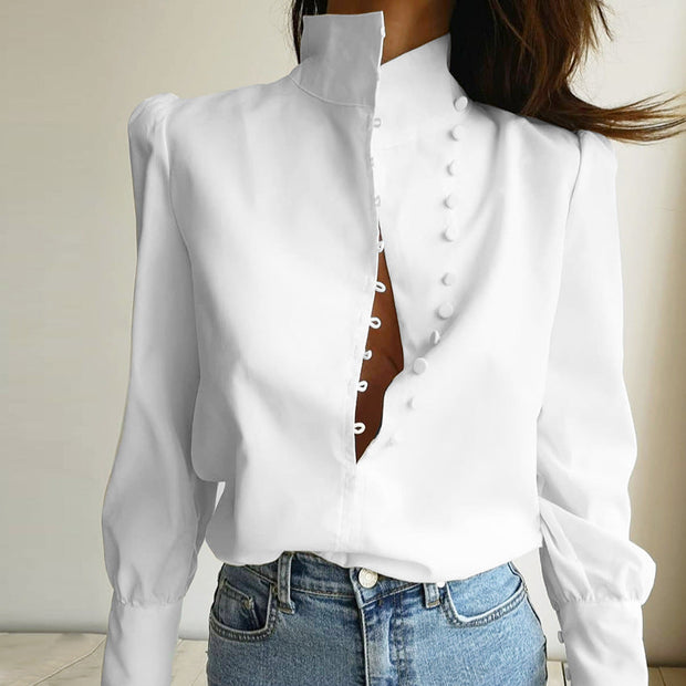 WW | Viktorianisch inspirierte Bluse mit hohem Kragen