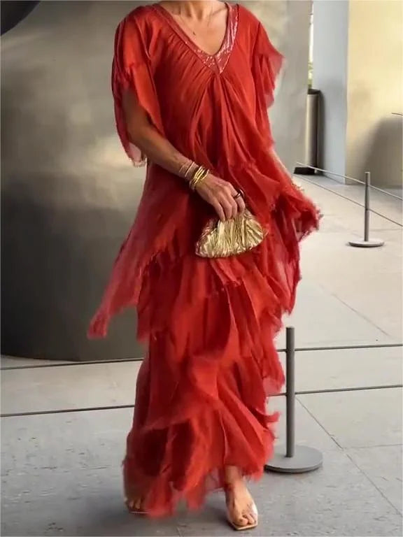 WW | Elegantes Maxikleid mit Tiefem Ausschnitt