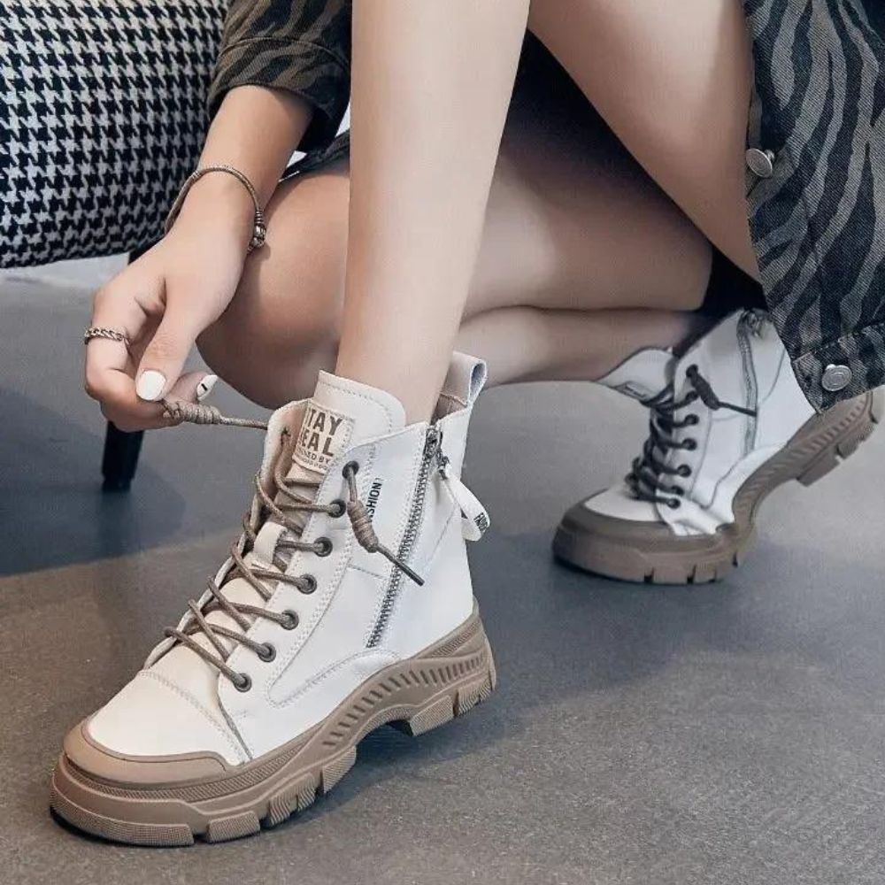 W&W Mode - Elegante High-Top-Sneakerstiefel mit Reißverschluss