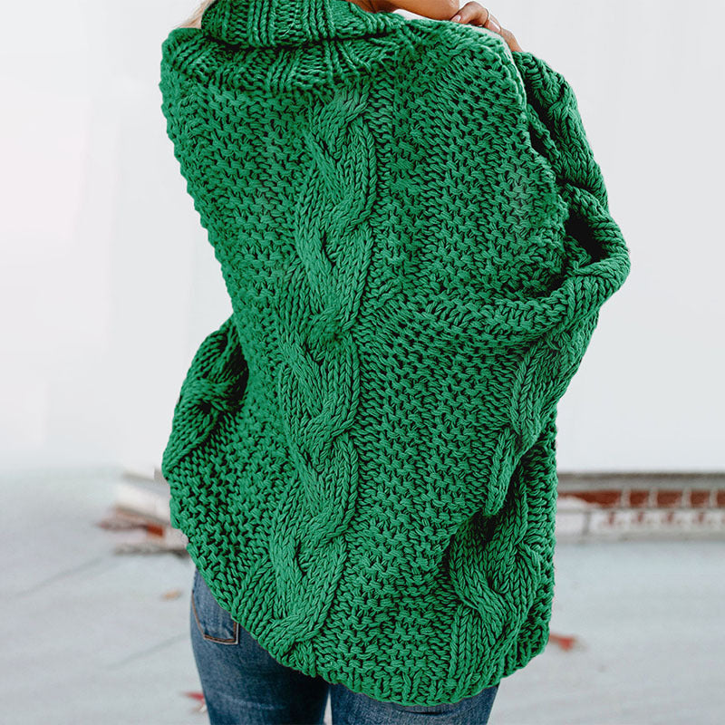 WW Gedrehter Strick Langarmpullover