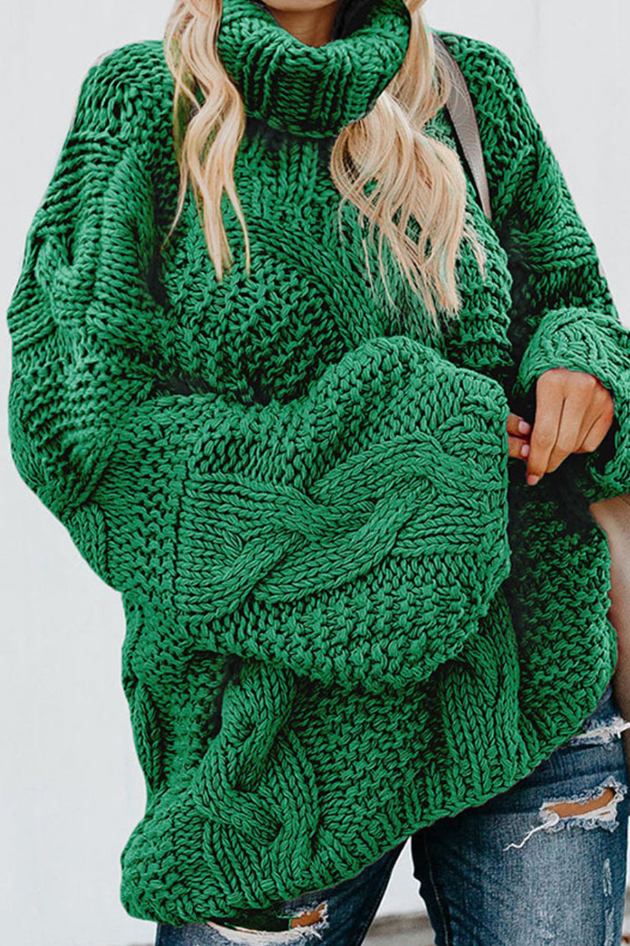 WW Gedrehter Strick Langarmpullover