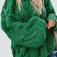 WW Gedrehter Strick Langarmpullover