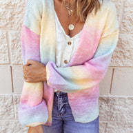 WW | Gradient Offene Vorderseite Fallendes Schulter Cardigan