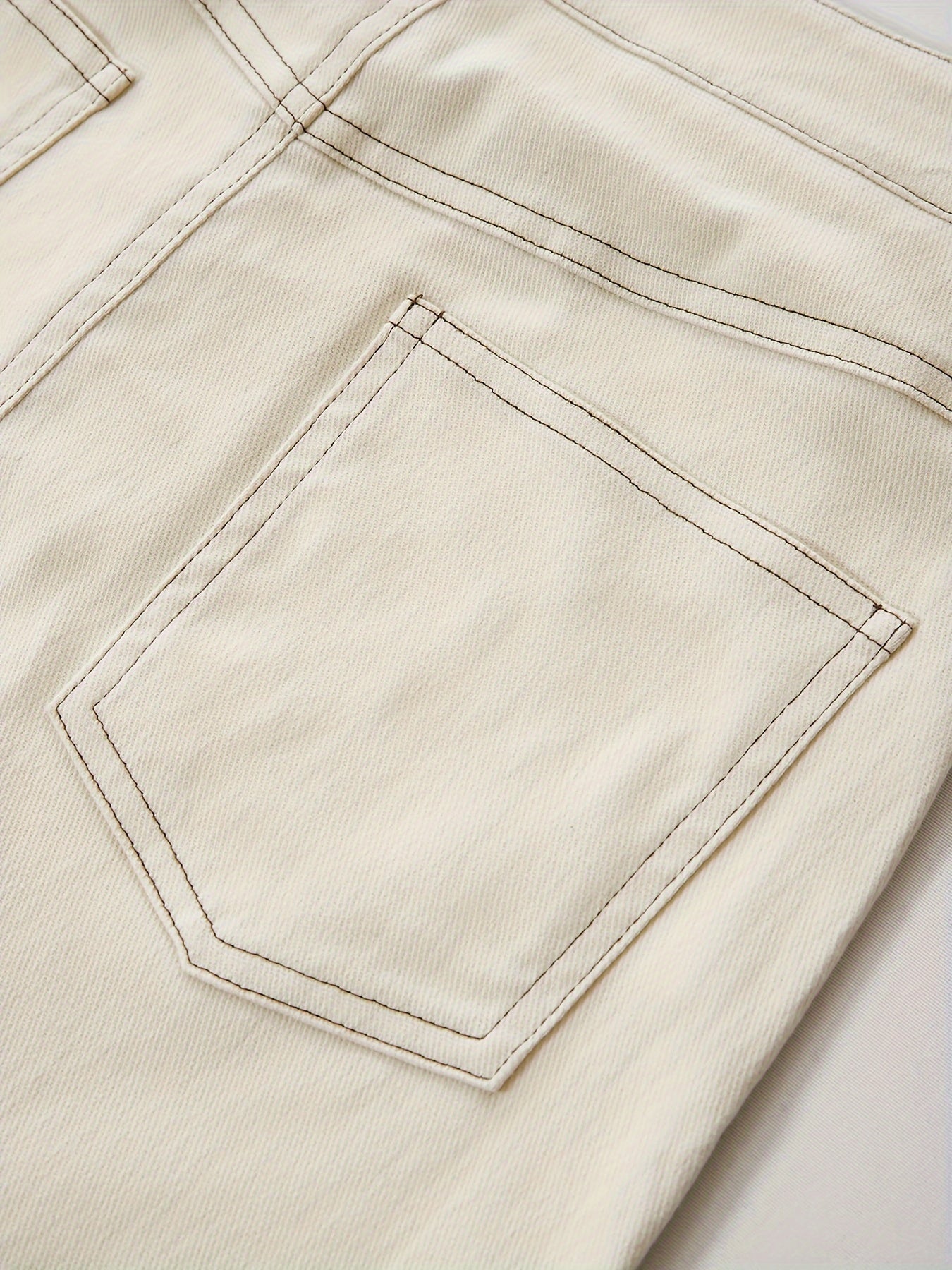 WW | Einfarbiger Weißer Schlitz Hinten Lässig Maxi Denim Rock