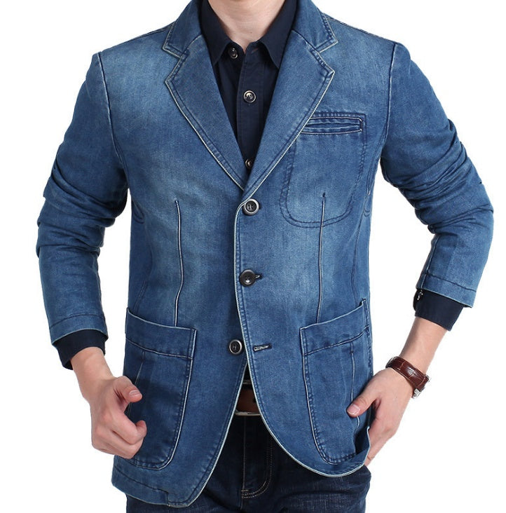 W&W Mode | Herren Denim Baumwolle Blazerjacke