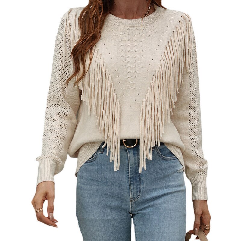 WW Sweater | Trendiger sommerpullover damen mit einzigartigem Quastendesign