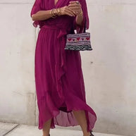 WW | stilvolles und elegantes Chiffonkleid mit V-Ausschnitt