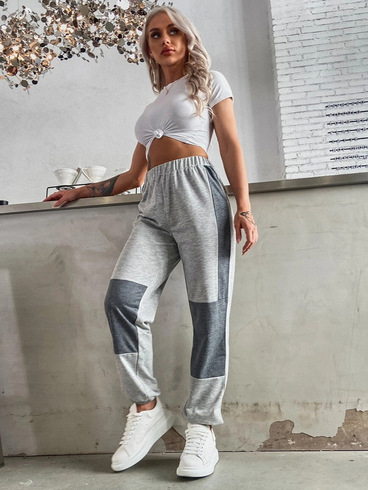 Damen bequeme Sporthose mit modischen Blockstreifen WW