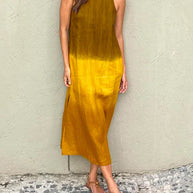 WW | Damen Leinen Midi Kleid