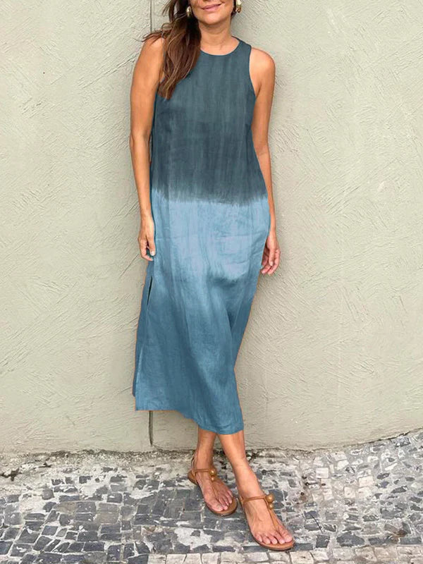 WW | Damen Leinen Midi Kleid