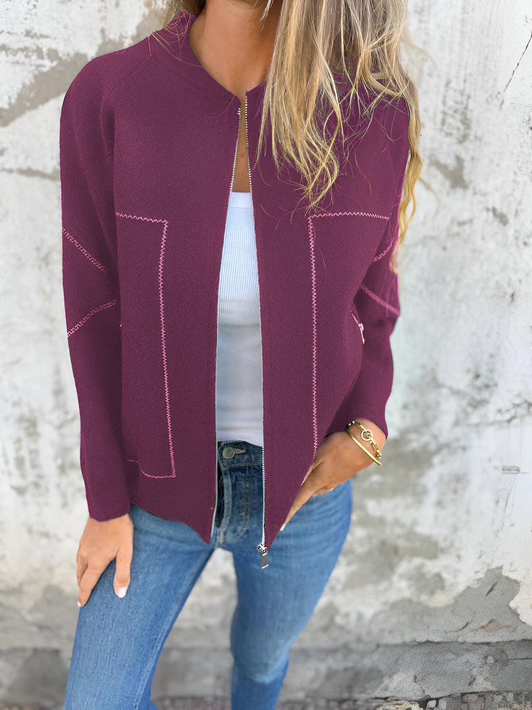 W&W Mode | Damen Zip Jacke Mit Taschen
