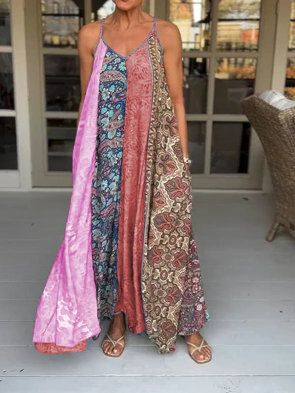 WW | Trägerkleid Elena mit Farbblockierung und V-Ausschnitt
