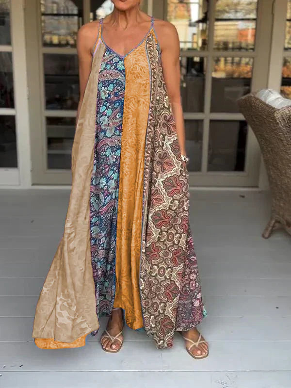 WW | Trägerkleid Elena mit Farbblockierung und V-Ausschnitt