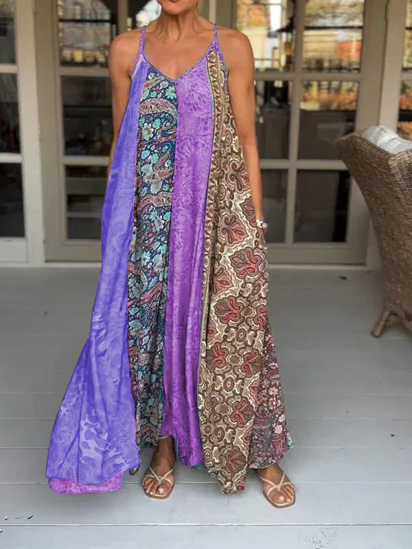 WW | Trägerkleid Elena mit Farbblockierung und V-Ausschnitt