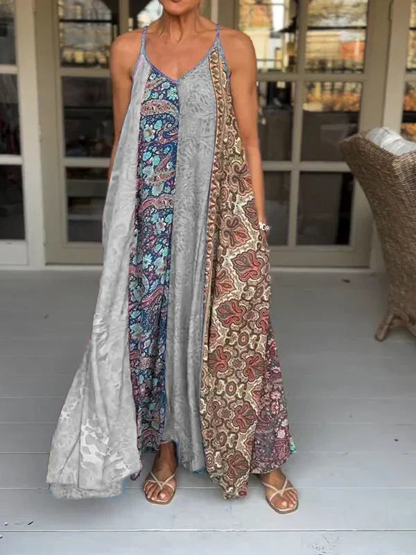 WW | Trägerkleid Elena mit Farbblockierung und V-Ausschnitt