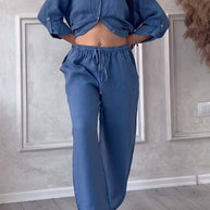 WW | Zweiteiliges Set mit Hosen aus Baumwolle und Leinen