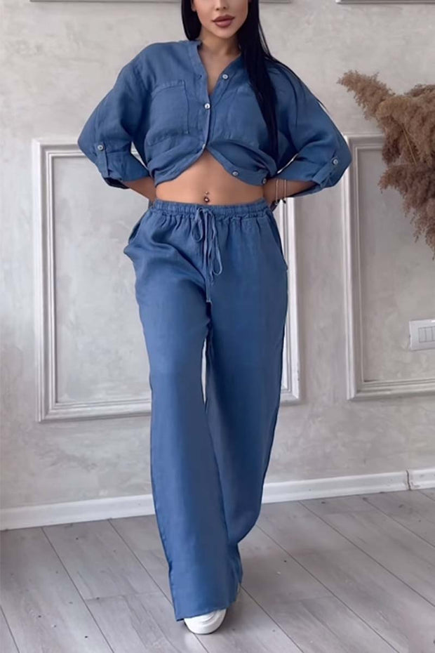 WW | Zweiteiliges Set mit Hosen aus Baumwolle und Leinen