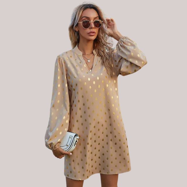 W&W Mode | Luxuriöses Schiftkleid mit Punktemuster
