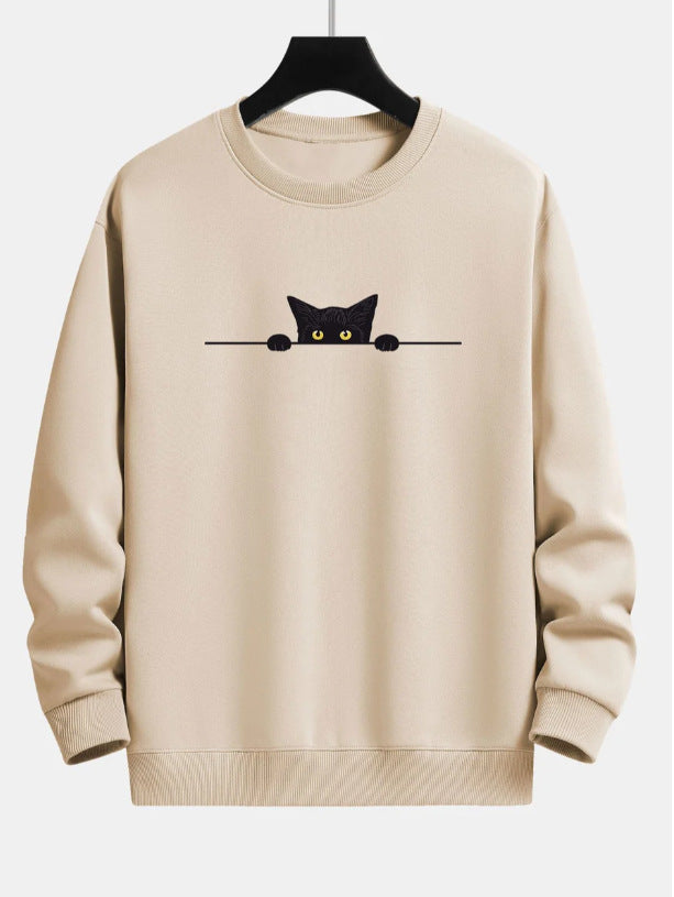 WW | Relax Fit Sweatshirt Mit Schwarzem Katzenprint