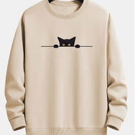 WW | Relax Fit Sweatshirt Mit Schwarzem Katzenprint