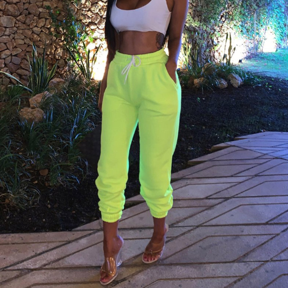 Femme Leichte Neon Jogger mit elastischen Bündchen und Kordelzug WW
