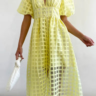 WW | Puffärmel Midi-Kleid