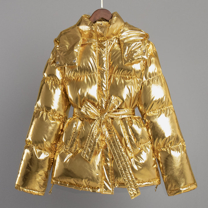 W&W Mode | Cooler Glänzender Kapuzen Pufferjacke