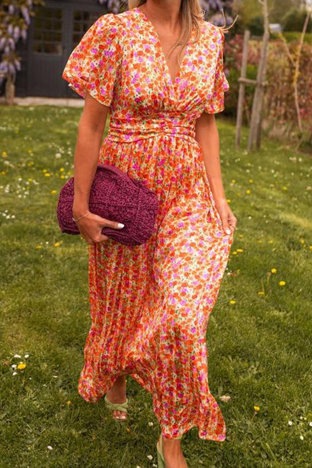 Langes Kleid mit V-Ausschnitt für Frauen