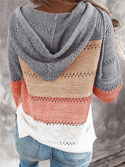 WW | Kontrastfarbige Strick Zip Leichtgewicht Hoodie