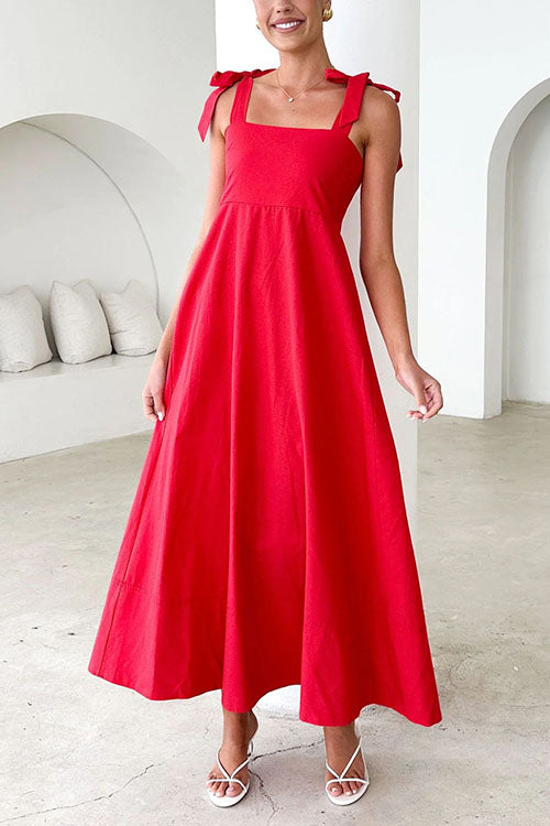 WW | Rosiedress Schleifen-Schulter Empire Taille Swing Maxi Cami Kleid