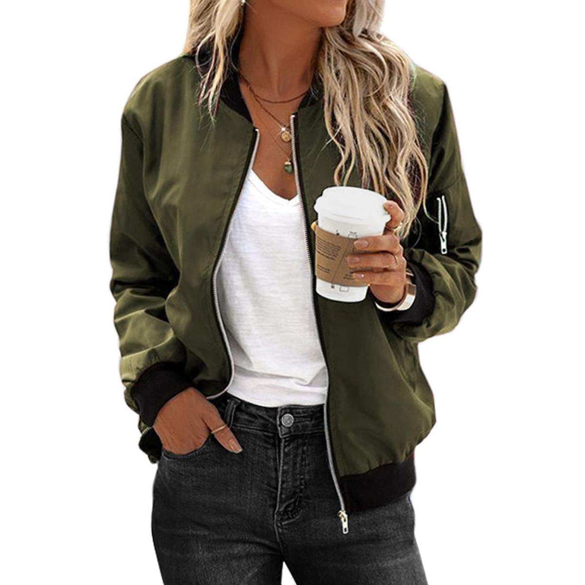WW | Zip Bomberjacke Lässig Für Damen