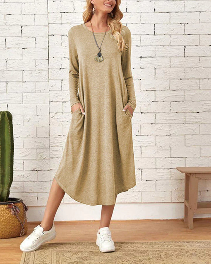 W&W Mode - Langärmeliges lockeres Kleid