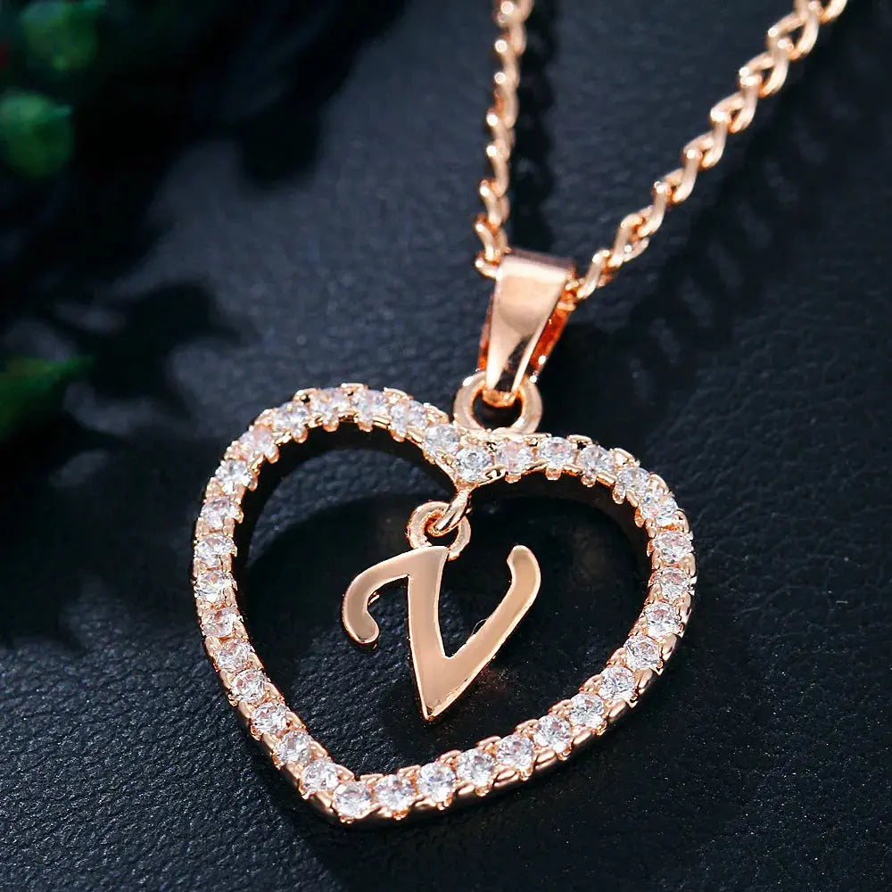 WW | Buchstaben Zirkon Liebe Kette Schmuck Anhänger