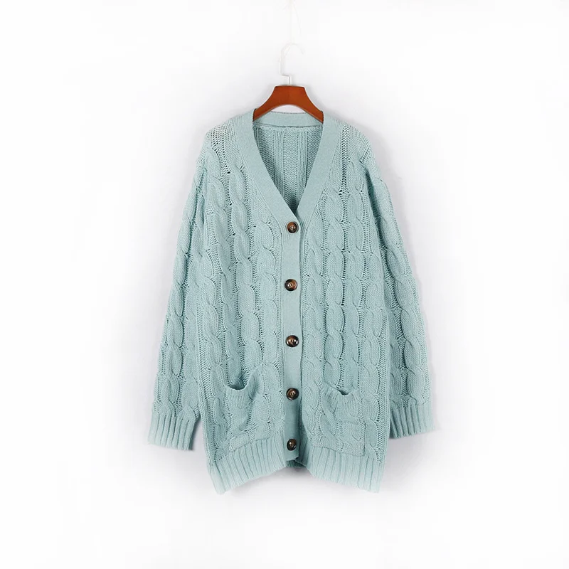 W&W Mode | Wollstrickjacke Damen Mit Zopfmuster Und Holzknöpfen, Lockere
