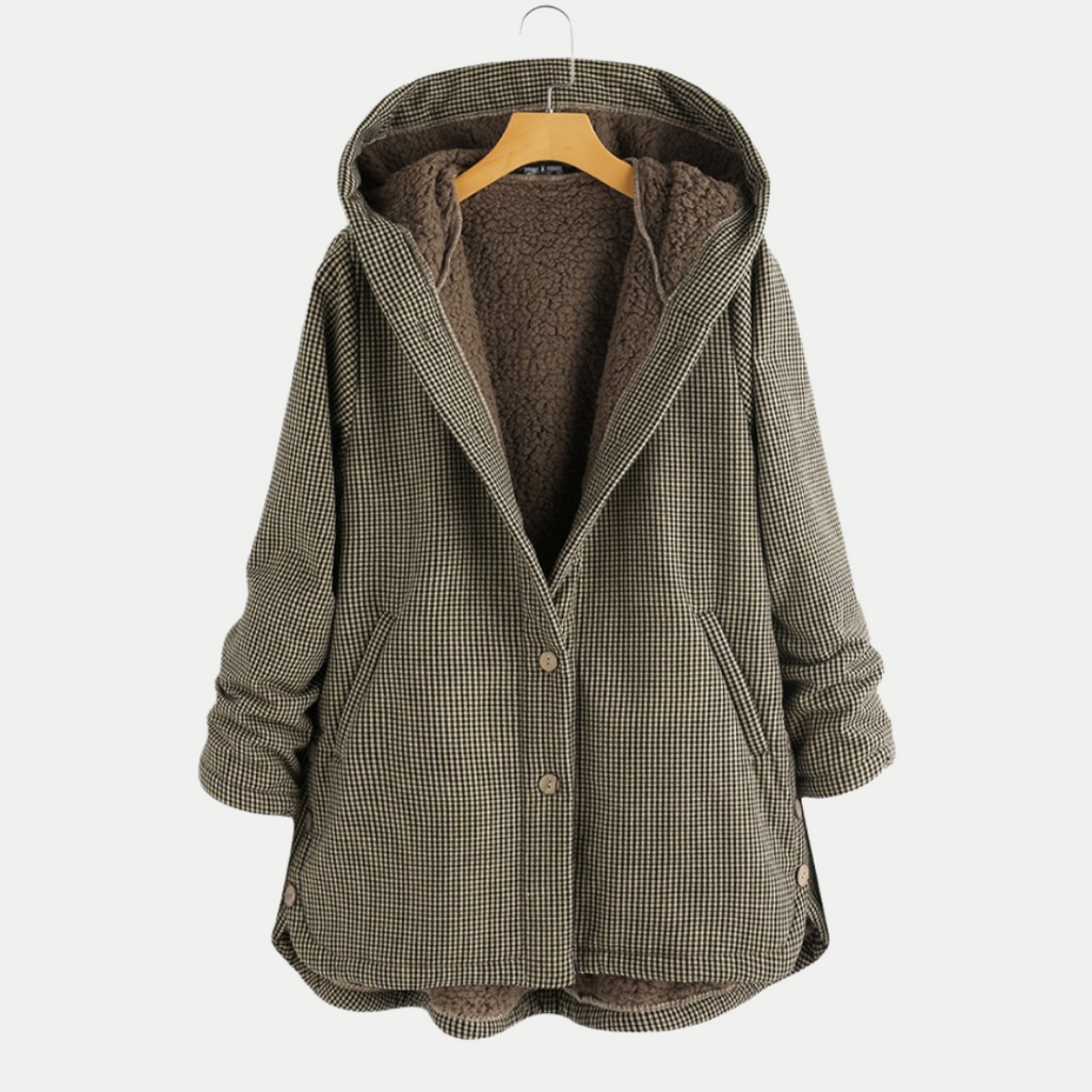 WW | Karierter Mantel Mit Kapuze Für Damen