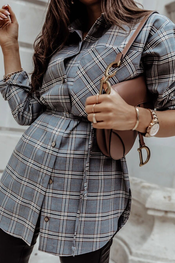 WW | Grab My Hand Karierter Button-Up Gürtel Hemd