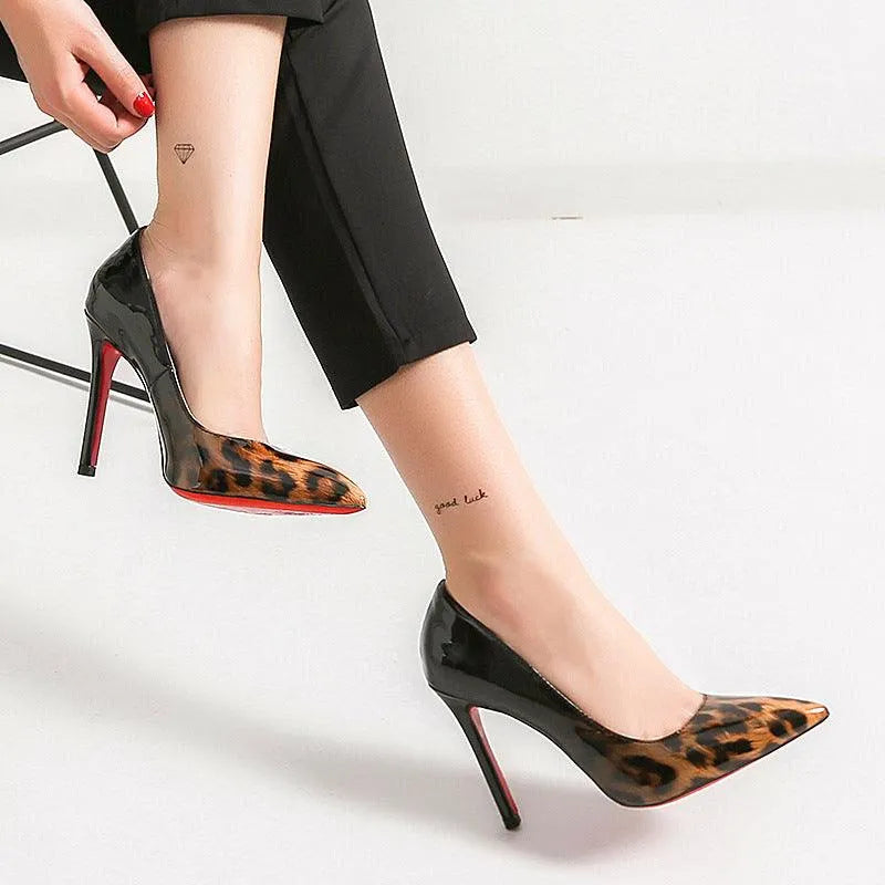 WW | Leopard print lace high heels for women