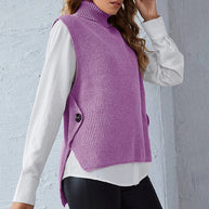 Damen Strickweste mit Stehkragen und Knopfdetails WW