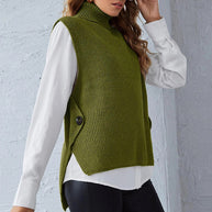 Damen Strickweste mit Stehkragen und Knopfdetails WW