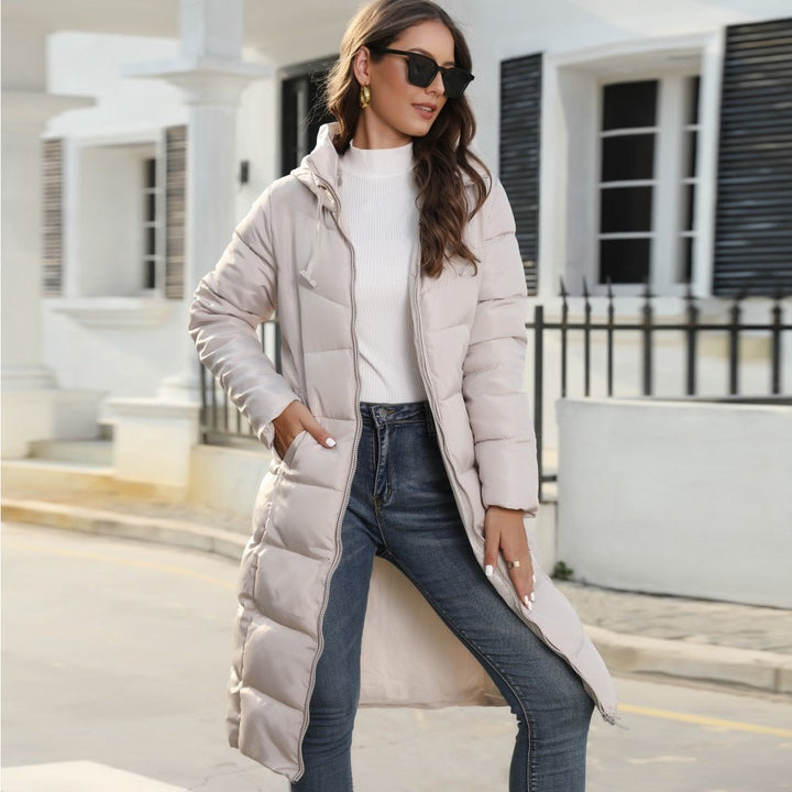 W&W Mode | Lange Jacke Mit Kapuze Und Steppfutter