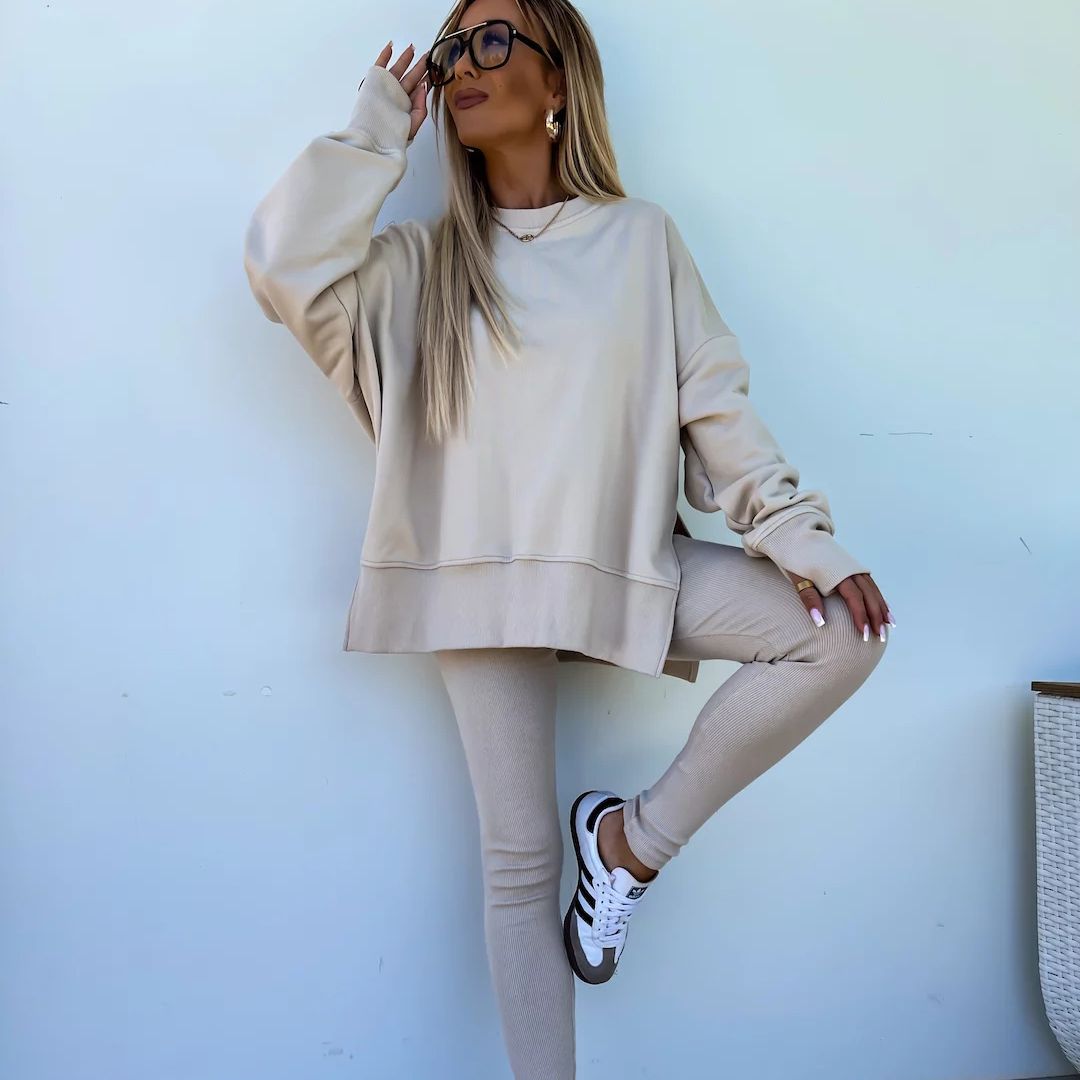 W&W Mode | Gemütliches Oversized-Sweatshirt und Leggings-Set