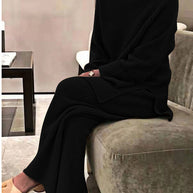 Damen Strickanzug mit weichem Rippenmuster und weitem Schnitt WW