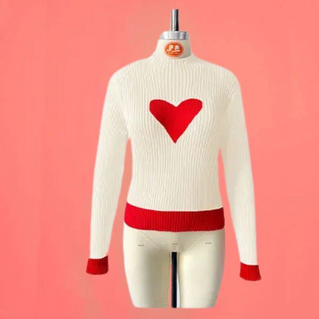 W&W Mode | Gerippter Strickpullover mit Herz-Intarsien