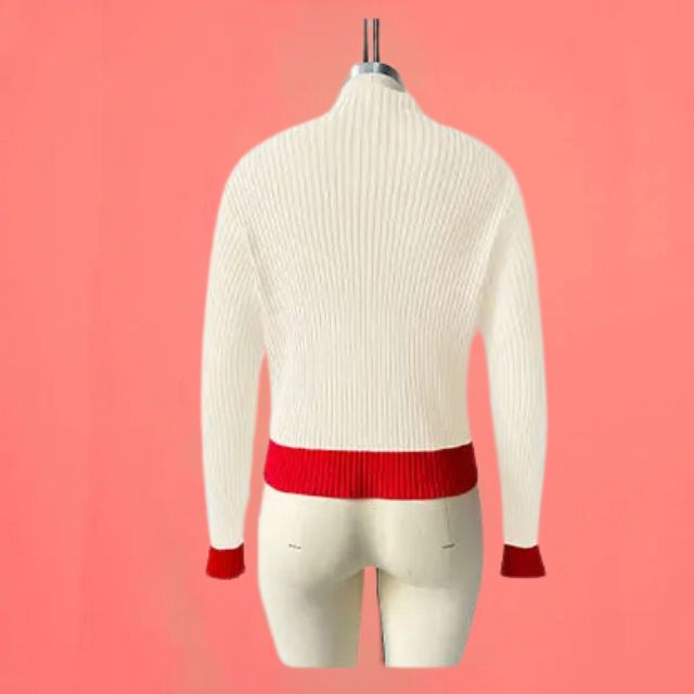 W&W Mode | Gerippter Strickpullover mit Herz-Intarsien