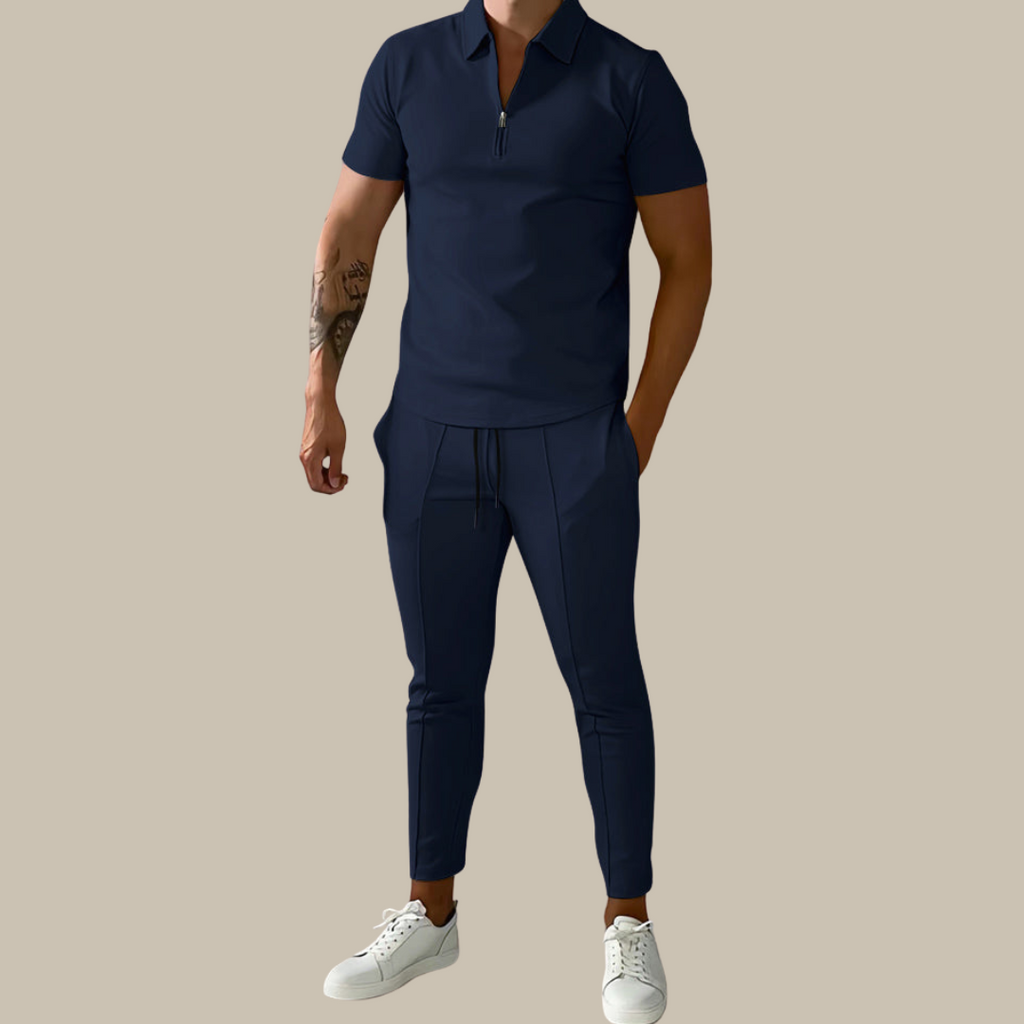 WW | Stilvolle 2 Teilige Herrenanzug Mit Polo Und Hose