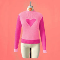 WW | Gerippter Strickpullover mit Herz-Intarsien