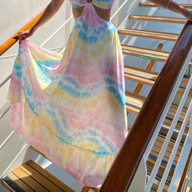 Damen Maxikleid mit frechem Cut-Out und dekorativem Ringelement WW