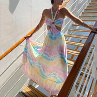 Damen Maxikleid mit frechem Cut-Out und dekorativem Ringelement WW