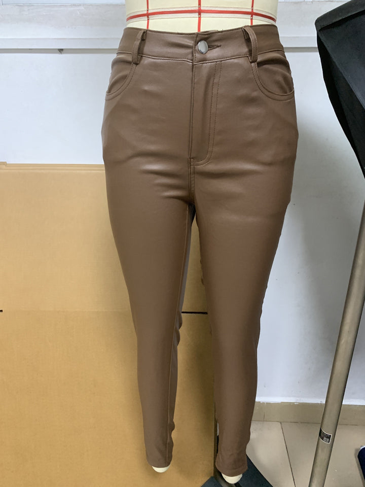 W&W Mode | Beschichtete Skinny Jeans Mit Hoher Taille