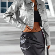 WW | Silberbeschichtete Denimjacke